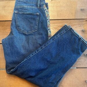 Knox Rose Indigo Straight Jeans with Patterned Trim